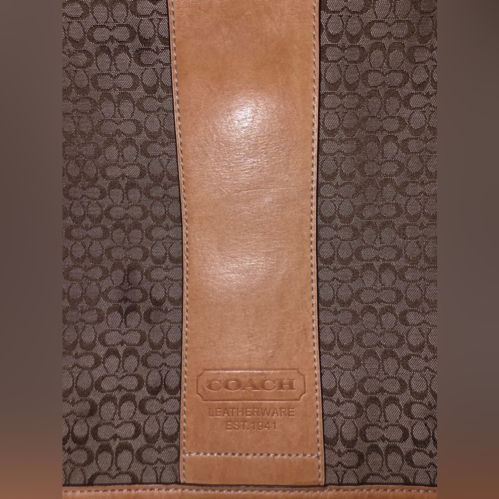 Coach Men's Olive and Tan Signature Messenger Bag - Picture 3 of 16